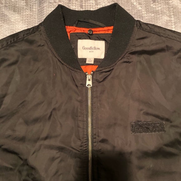 Goodfellow & Co. Bomber Jacket Mens Size Large Black and Orange - Picture 4 of 11